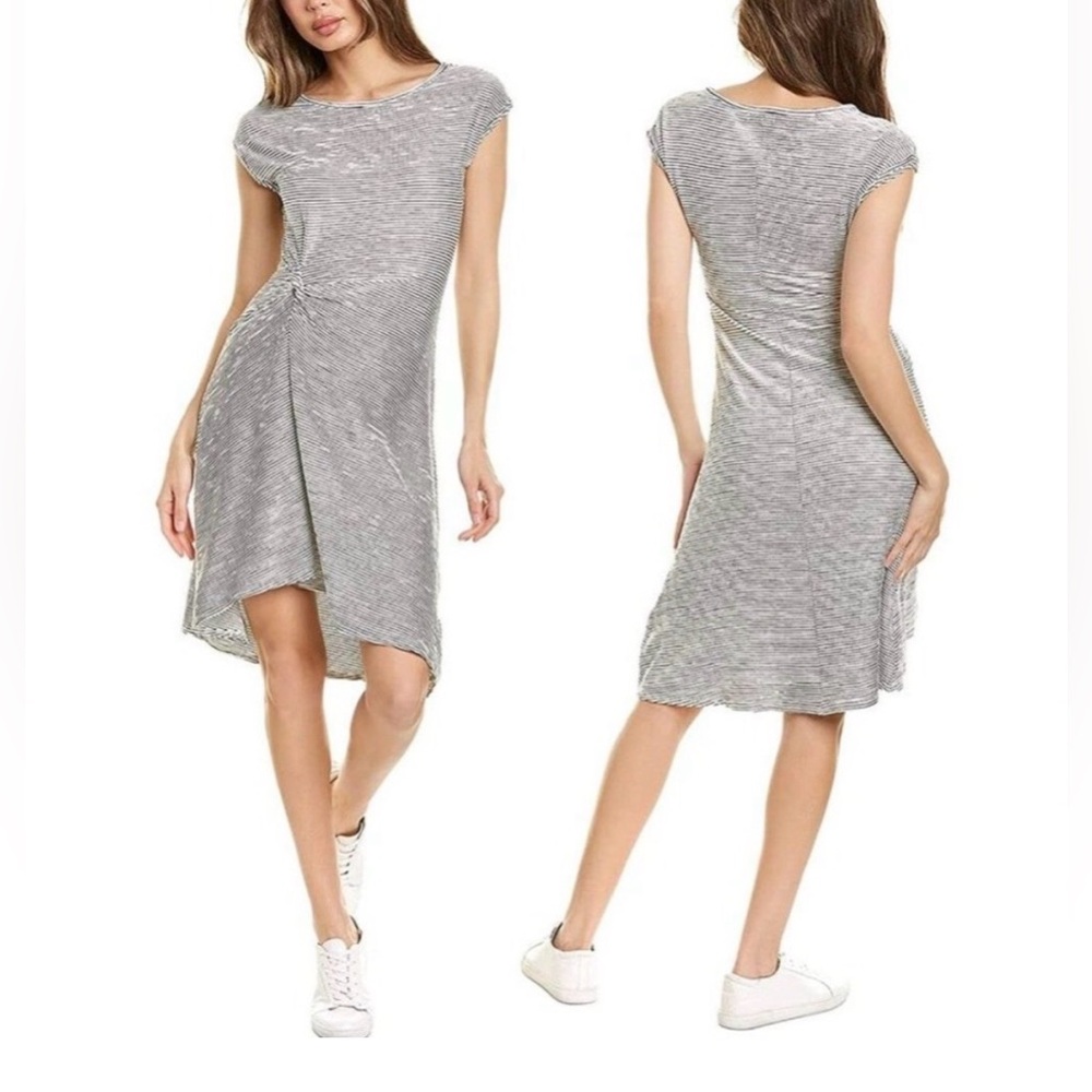 Max Studio Stripe Textured Knit Asymmetrical Dress